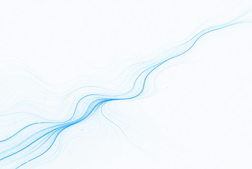 海流のように流れる光の線を描いた抽象アート